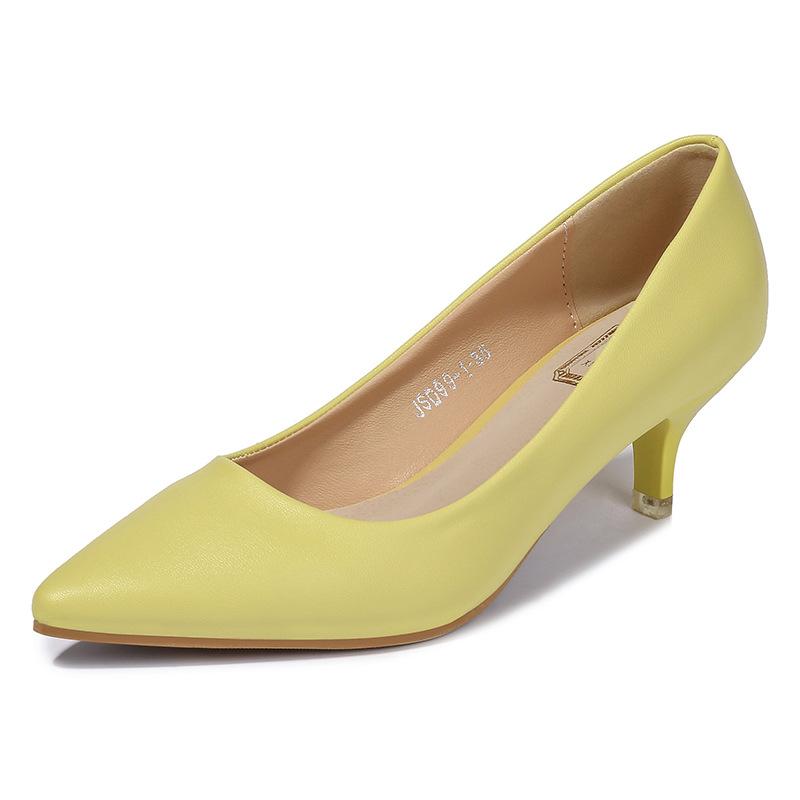 Женские элегантные черные туфли на среднем каблуке, остроносые шпильки, верх из искусственной кожи, резиновая подошва, легкие - размер 35-43