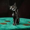 Unique Witchy Desk Decor 3D Printed Grinning Black Cat Statue, Sitting Figurine, Dark Creepy Cute Statue Style Sculpture, Halloween Decorative
