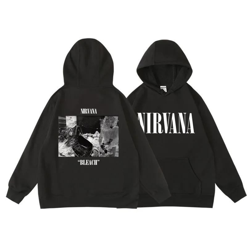 Hot Sale Nirvana Kurt Cobain Poster Graphic Print Hooded Men Women Sweatshirt Streetwear Harajuku Fashion Oversized Pullover