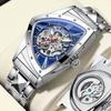 Automatic Triangle Mechanical Watches for Men Punk Unique Design Stainless Steel Luminous Life Waterproof Man Wrist Watch