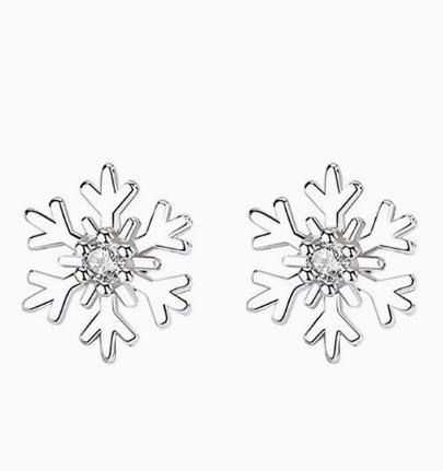 E173 -S925 Sterling Silver Snowflake Series Earrings for Women Fashionable Light Luxury Design Christmas Jewelry Gift