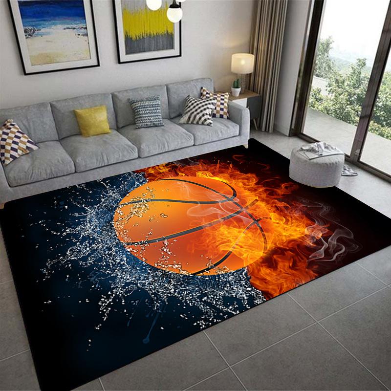 Sports Court Carpet Living Room Coffee Table Floor Mat 3D Bedroom Bedside Blanket Football Basketball Floor