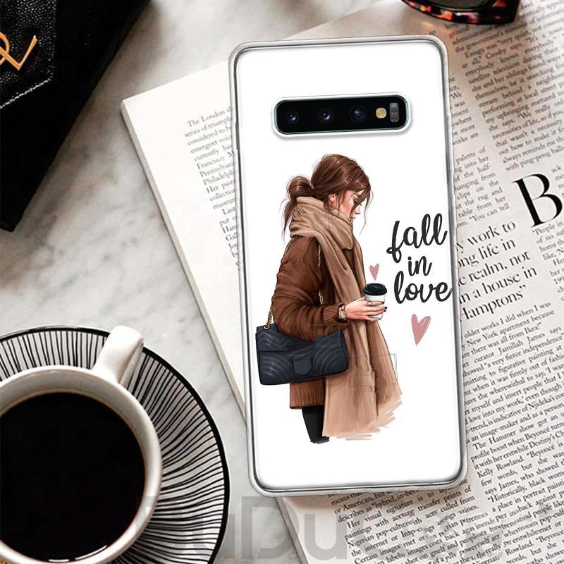 Чехол-обложка для телефона Samsung Galaxy M12 M21 M30S M31 M32 M51 M52 Note 20 Ultra 10 Plus 9 8 J4 J6 + J с принтом 'Принцесса Женщина-Босс Кофе'