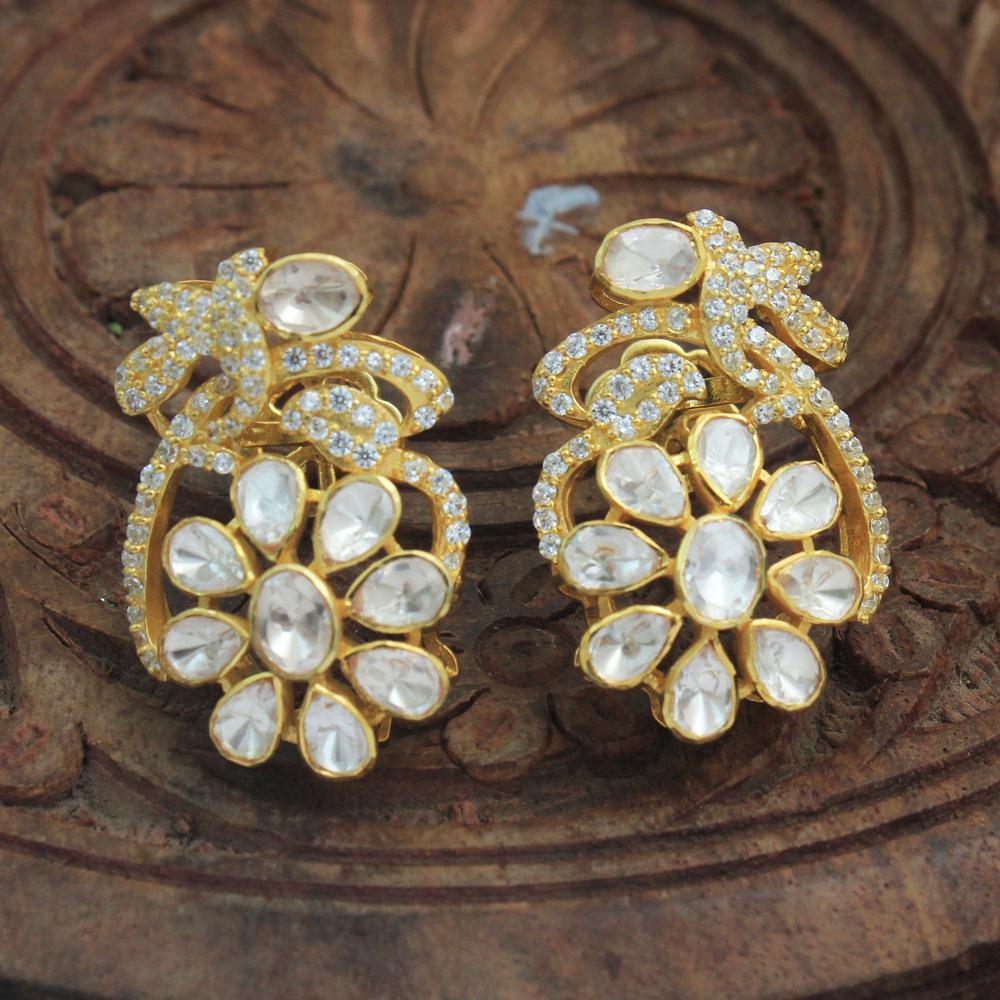 Серьги-гвоздики из стерлингового серебра с золотой отделкой и Kundan Polki