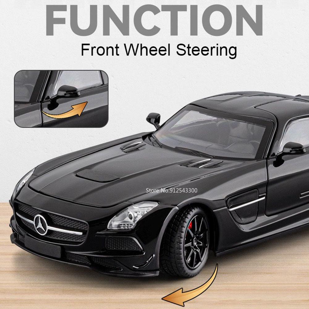 1:24 SLS GTR F1 Safety Sports Car Model Toy Alloy Diecast Sound Light Doors Opened Miniature Vehicle Models Collection Gifts