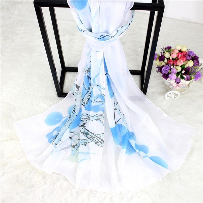 Silk Scarf For Women In Summer Fashionable Shawl Thin And Versatile Spring And Autumn Sand Scarf Long Chiffon Small Strip Scarf