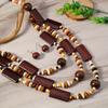 Bohemian Vintage Style Handcrafted Wooden Bead Necklace and Earrings Set, Boho Chic No Plating Fashion Jewelry for Daily