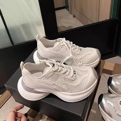 Платформенные кроссовки 'папины кроссовки' женские новые летние тонкие дышащие сетчатые туфли повседневные кроссовки для бега женская обувь