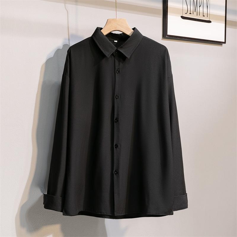 Рубашка с длинным рукавом, мужская летняя корейская повседневная однотонная рубашка, свободная универсальная красивая студенческая рубашка из ледяного шелка, кардиган, блузка, рубашки для мужчин