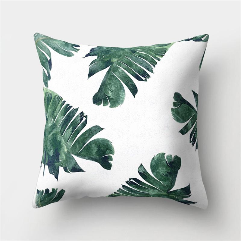Green Tropical Plant Pillowcase Leaves Cushion Cover Sofa Lumbar Pillow Home Decor Pillowcase