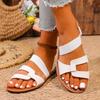 Fashion New Fashion Cross Flat Comfort Sandals Round Toe Open Toe Plus Size Buckle Strap Lightweight Soft Sole Roman Sandals
