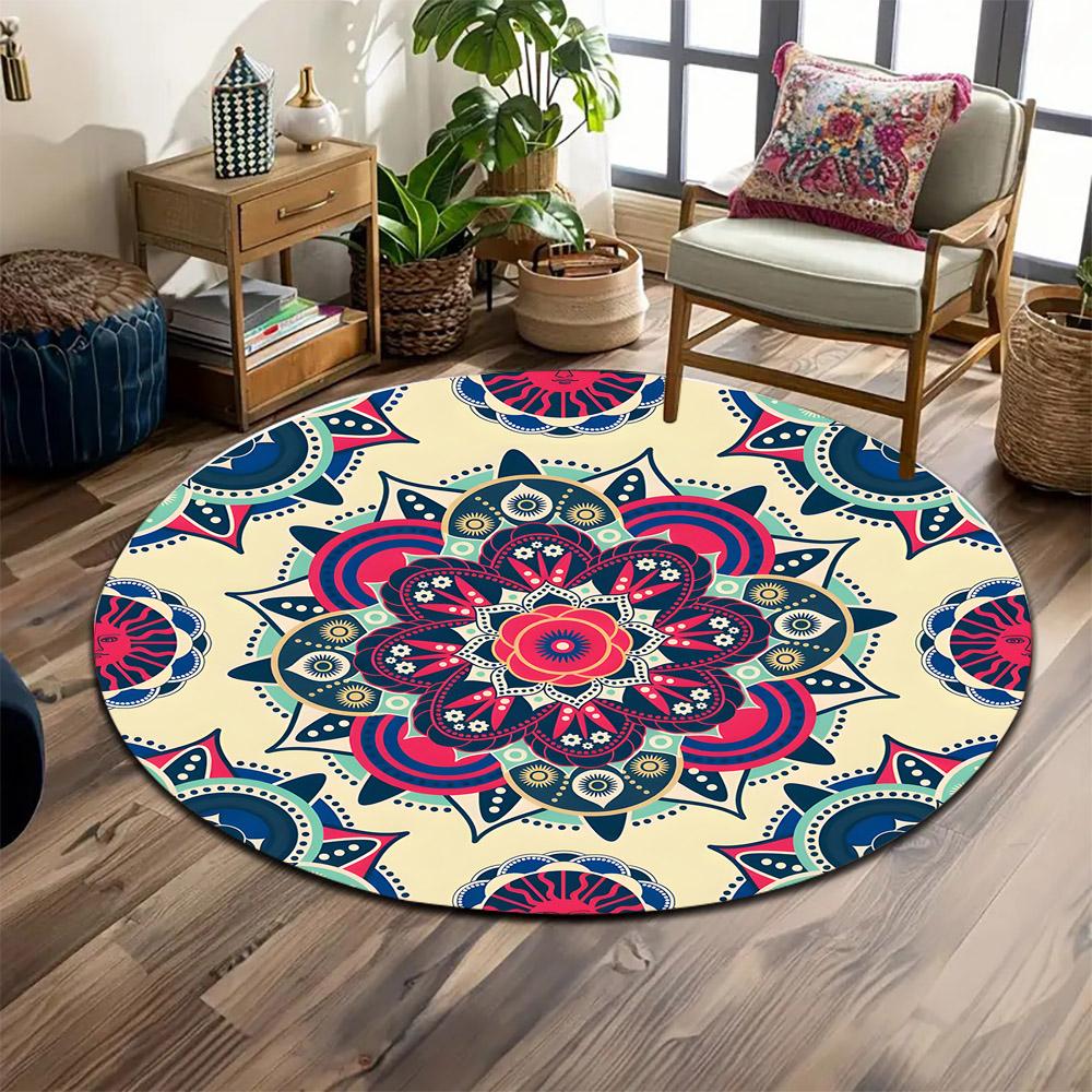 Mandala Pattern Round Carpet Design Print round rug, living room, bedroom, playroom carpet, non slip floor mat, gift