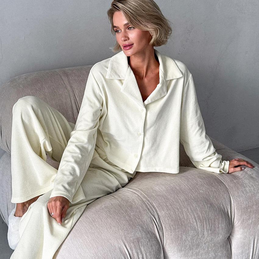 European and American autumn and winter new velvet loungewear soft and skin-friendly velvet pajamas long-sleeved trousers set