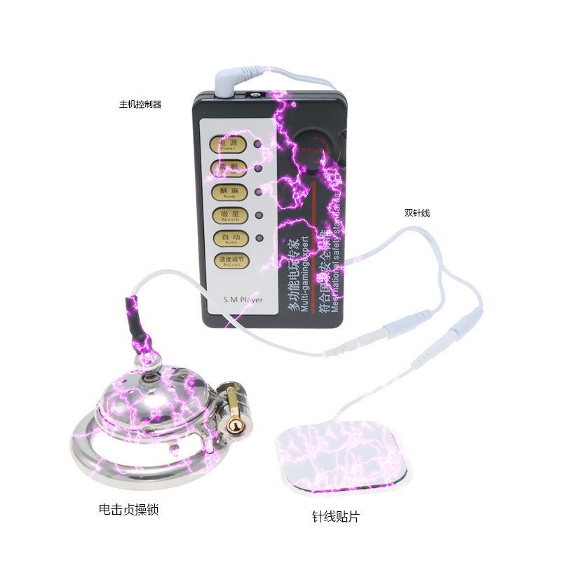 Электрический шокер целомудрия замок 9-отверстий дышащий плоский целомудрие очиститель мужской учебный мастурбация секс инструмент SM