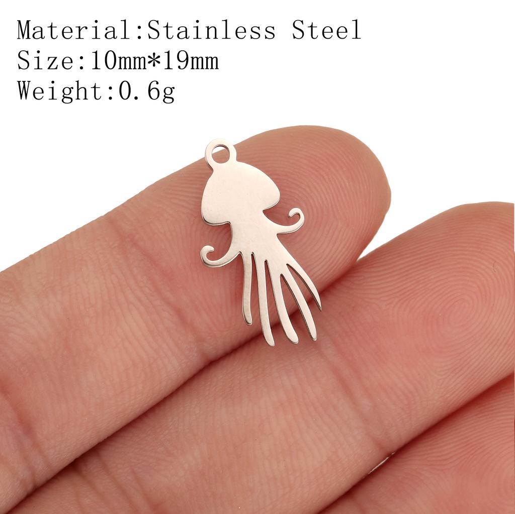 5Pcs Pineapple/Monstera Leaf/Tropical Hawaii Palm Tree Charms Stainless Steel Conch Pendant DIY Bracelet Necklace Jewelry Making