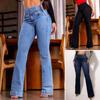 Women's Flared Stretch Jeans High Waist Bell Bottom Trousers Ladies Wide Leg Tummy Control Denim Pants