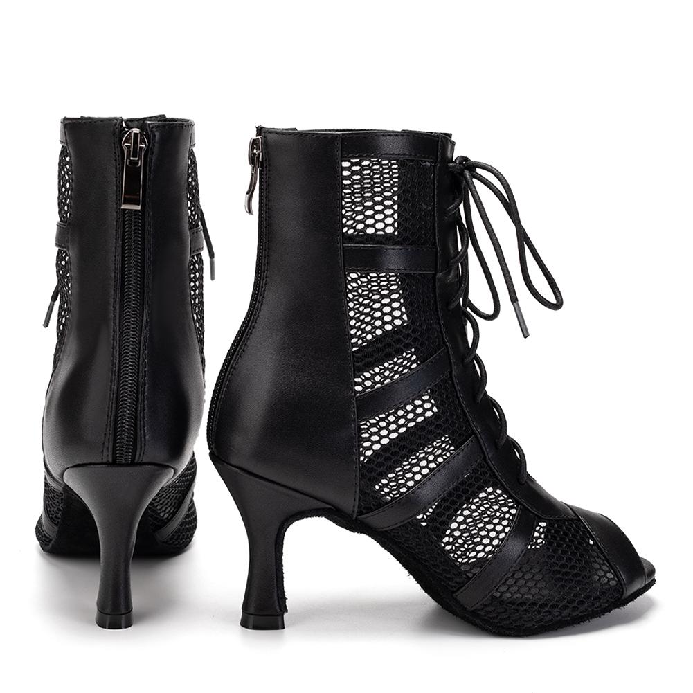 Танцевальные ботинки Женские Латинские Сальса Ботильоны на шпильке Шнуровка для танго Бачата Бальные вечеринки Выступления Танцевальная обувь на каблуке 7,5 см