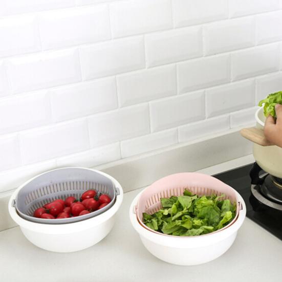 Двойной слой риса мыть сито кухонный фрукты овощи мыть контейнер корзина