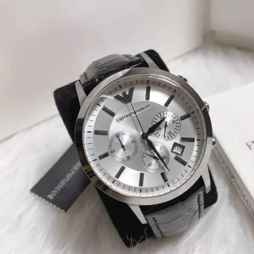 Emporio Armani AR2432 Мужские часы-хронограф с серебряным циферблатом