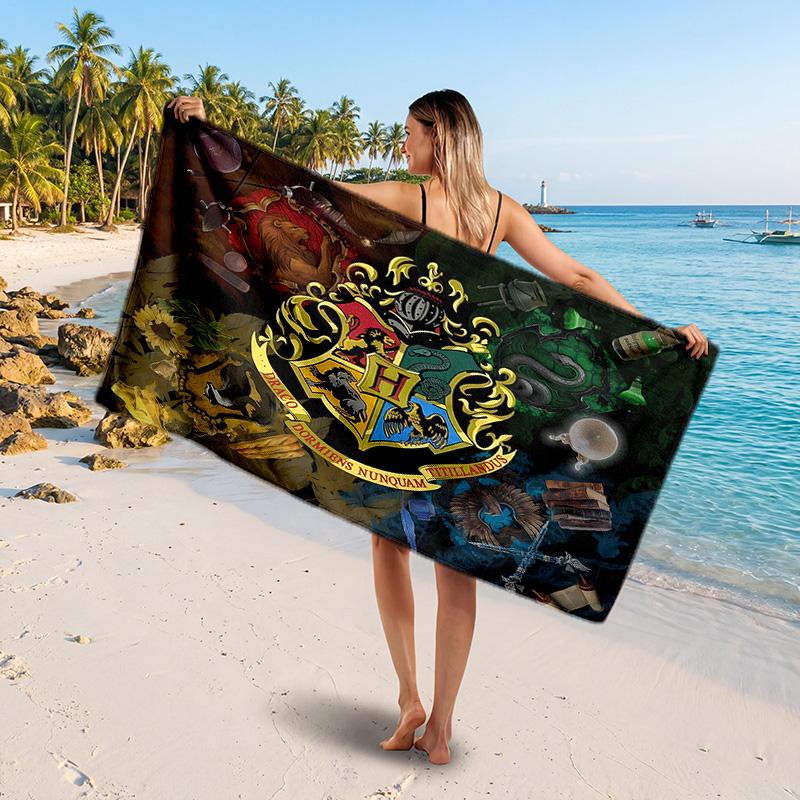 Harry Potter Printed Swim Towel, Portable Water Absorbent Towel for Beach Camping Daily Bathroom Use