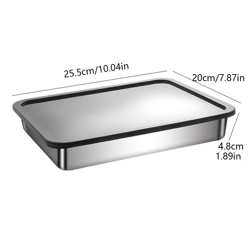 3Pcs Stainless Steel Food Storage Tray with Lid Barbecue Pan Practical Kitchen Serving Plate Picnic