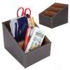 Desk Faux Leather Storage Box Stationery Organizer MultiFunction Supplies Coffee Color 3 Grid