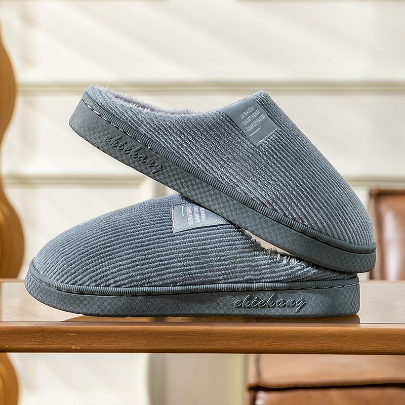 Cotton Slippers Women's Autumn and Winter Indoor Home Thick-soled Non-slip Floor Support Couple Warm Wool Shoes Confinement Shoes