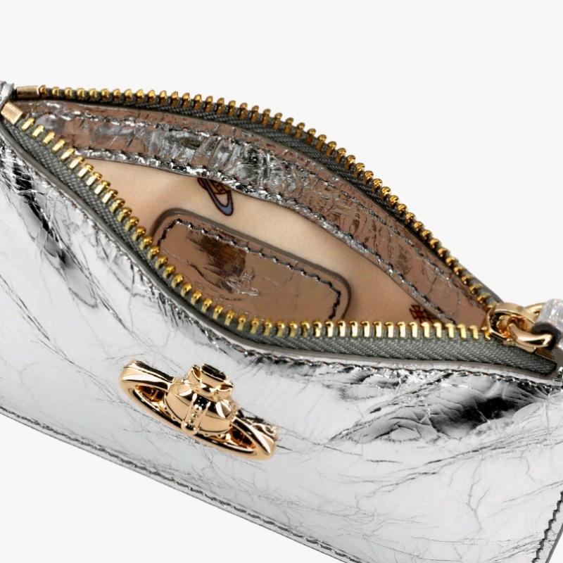 Vivienne Westwood Металлический мятый тонкий длинный кошелек-кардхолдер на молнии 54020004w L00a7 Q401