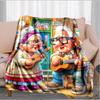 1PC Custom Name Elderly Musicians Together flannel blanket versatile, all-season throw suitable for the living room, bedroom, camping, travel, and gif