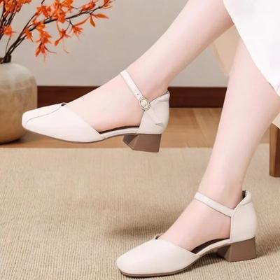 Женская мода милые бежевые высокого качества весенне-летние туфли на высоком каблуке с ремешком и пряжкой леди коричневые удобные туфли-лодочки ab571