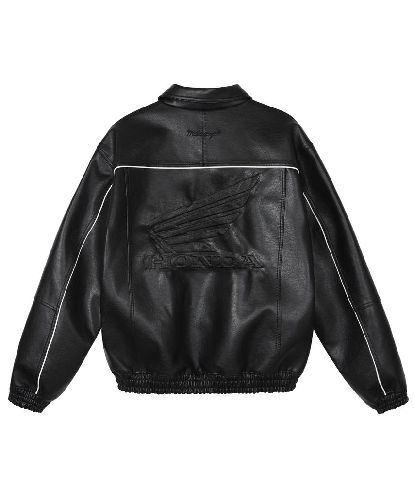 Phyps Motorcycle Motorcycle Piping Leather Jacket Black
