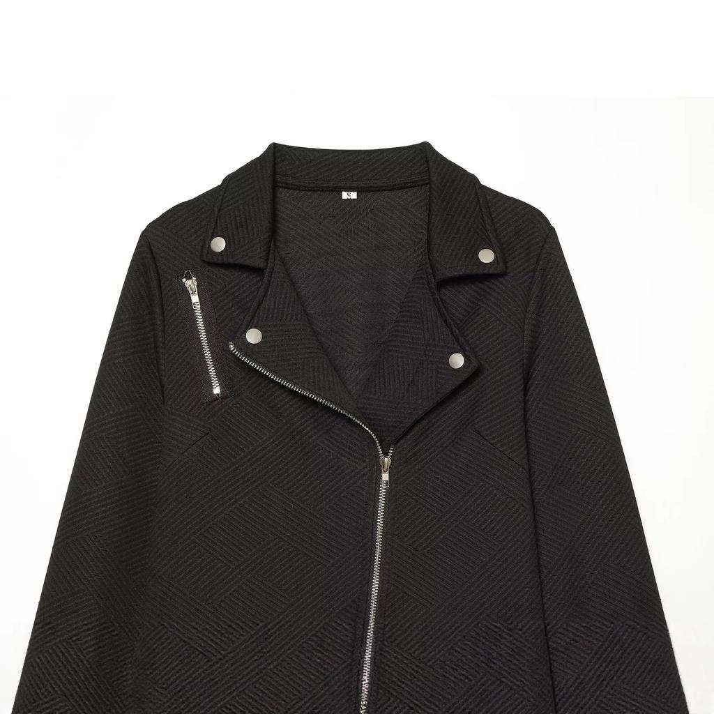 Autumn new high-quality machine fashion slim European and American sloping zipper button