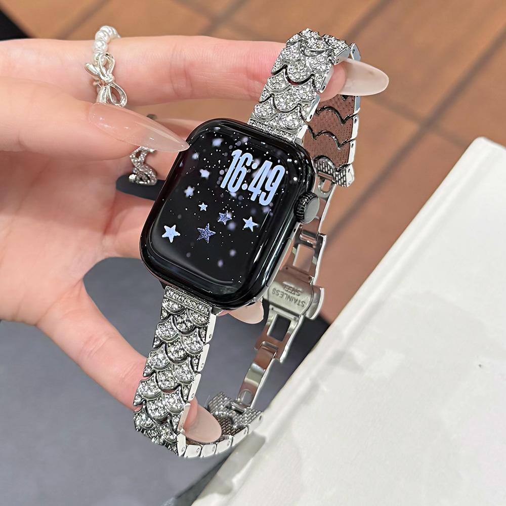Dressy Bling Band for iWatch Bands Series 11 10 9 8 7 6 SE 5 Diamond Metal Strap for Women Apple Watch 46mm 49mm 45mm 44mm 42mm