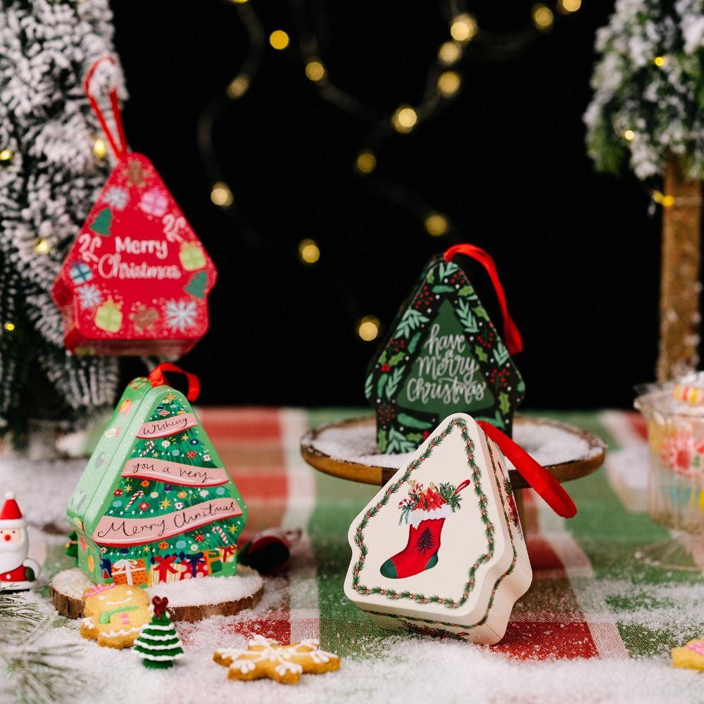 Cartoon Pattern Christmas Printing Tinplate Box Decorative Christmas Tinplate Gifts Boxes  Holiday