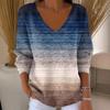 Женский весенний топ с tie-dye, V-образным вырезом и длинным рукавом 2026 - Модный европейский и американский стиль
