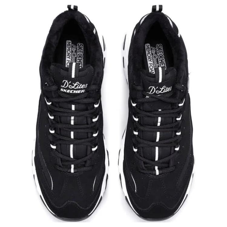 Skechers D'Lites 1.0 Panda Shoes , Classic Casual , Comfortable Thick Sole , Trendy Outdoor , Fleece Lined (Unisex) Chunky Sneakers 66666125 BLK