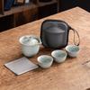 Celadon Ge Kiln Opening Film Can Raise Outdoor Portable Travel Tea Set, One Pot of Three Cups of Kuaike Tea Cup Gifts