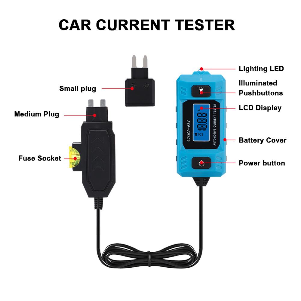 CNBJ 611 Automotive Fuse Current Tester Car Leakage Analyzer Fault Tester Automotive Fuse Current Testing Tool Blue