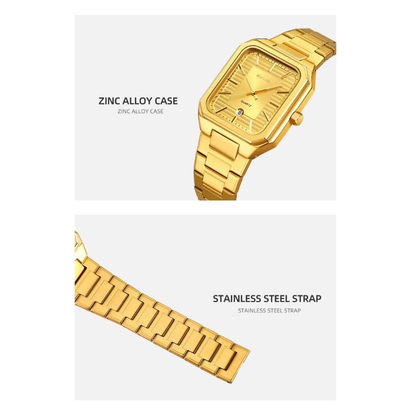 Skmei Роскошные Квадратные Кварцевые Часы для Бизнеса Классический Циферблат с Полосатым Дизайном с Браслетом из Нержавеющей Стали Наручные Часы для Мужчин