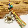 Retro Ethnic Tibetan Rotating Lotus Bell Pendant - Nine Palace Diamond Design for Scenic Tourism and Car Decoration