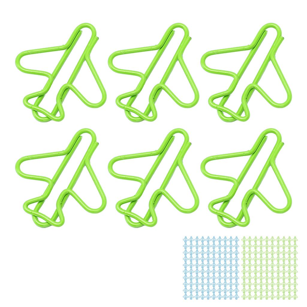 100 шт. милые скрепки в форме самолета, дизайн, покрытая проволока, яркие цветные необычные скрепки для скрапбукинга 