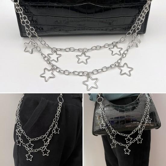 Цепочка для брюк в стиле панк, металлическая джинсовая цепочка, геометрическая цепочка на пояс в стиле хип-хоп со звездами, цепочка на пояс для