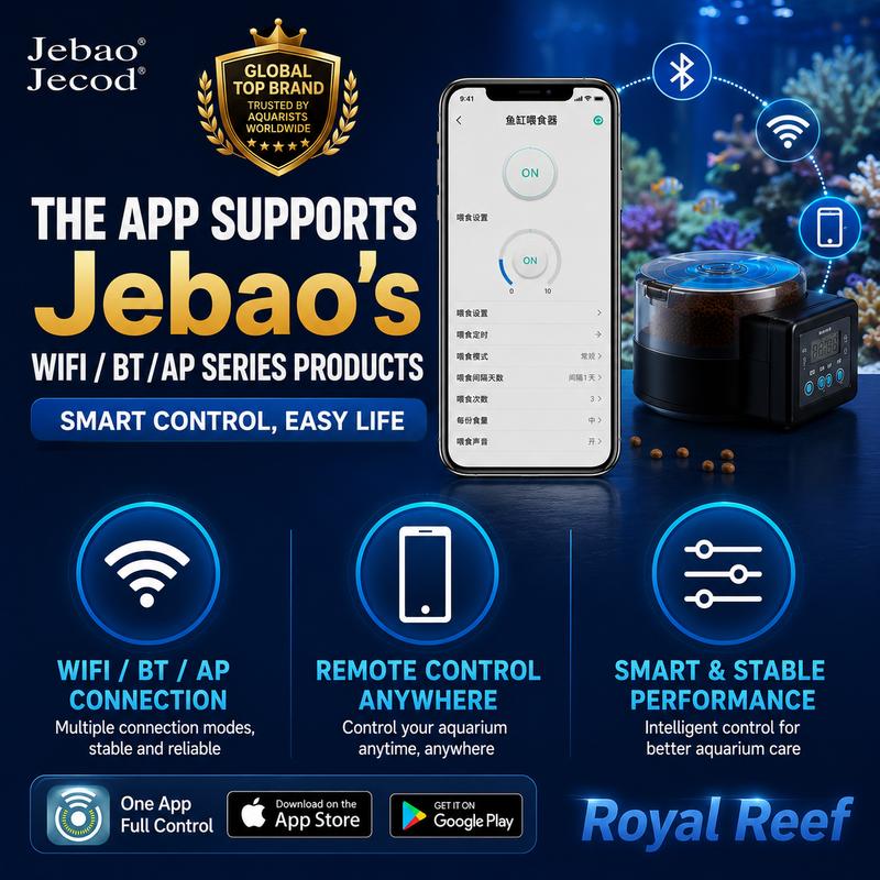 Jebao Jecod DRF15 DRF20 Автоматическая кормушка для рыб Управление через приложение Умный аквариум Автоматическая кормушка ЖК-таймер Дозатор корма Аквариум с коралловым рифом