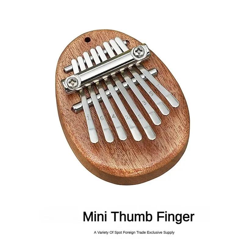 Music Instrument 8-tone Mini Thumb Kalimba Solid Wood Crystal Transparent Five-finger Piano Portable Work Kalimba Mini Size