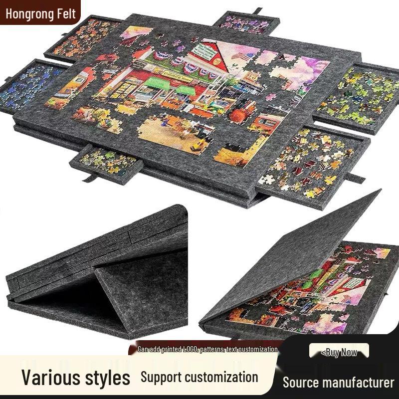 Детский трансграничный стол для пазлов - Не тканый коврик на 1000 деталей с 6 ящиками для портативной сортировки деталей пазлов