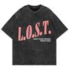 Винтажная стираная футболка Mgk Lost Americana Летняя мода Мужская уличная одежда Хип-хоп Оверсайз Кислотная стирка Футболки Топы