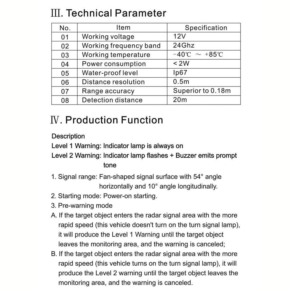 24Ghz Radar BSM Blind Spot Monitoring System Lane Change Safer Auxiliary Device