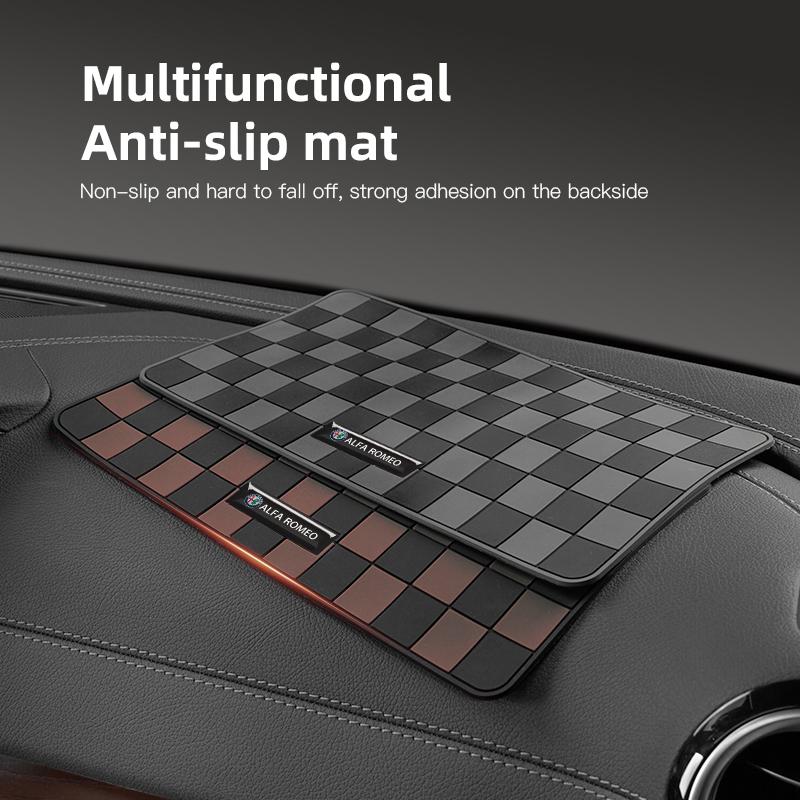 RXDMV1 Car Plaid Anti Slip Pad Auto Dashboard Storage Mat For Alfa Romeo 156 159 147 4C 8C 166 Giulia Giulietta Mito Stelvio Spider GT