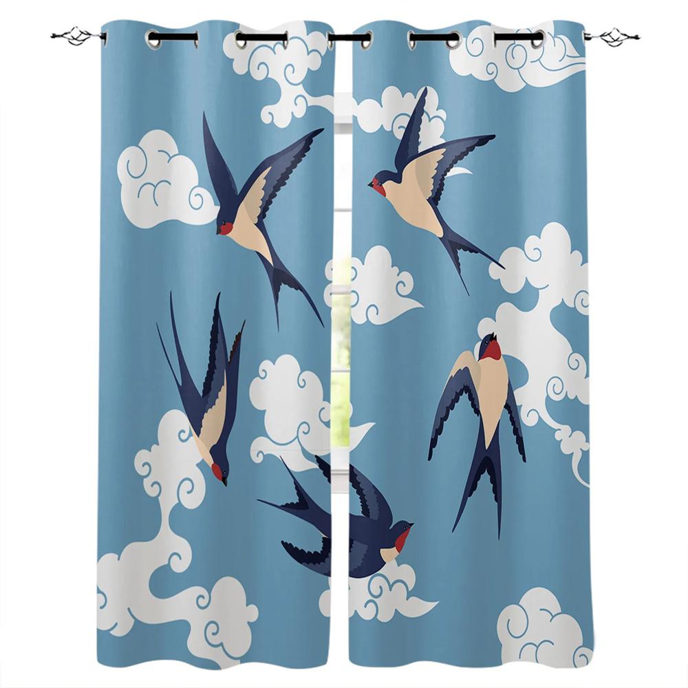 Холодный красный благоприятный облако черный фон печатные оконные шторы гостиная спальня шторы полиэстер ткань домашний декор2 шт