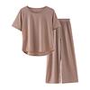 Women's Summer Pajama Set Round Neck Short Sleeve Top And Pants Sleepwear Set Casual Loose Two Piece Lounge Set
